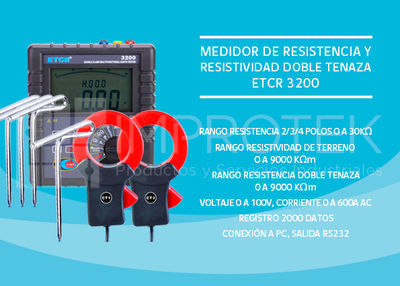 Medidor de Resistencia y Resistividad con Doble Tenaza ETCR 3200