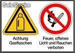 Mehrsymbol-Schilder - Achtung Gasflaschen / Feuer, offenes Licht and Rauchen verboten