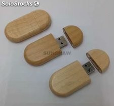 Memoria flash USB de madera ronda popular con caja de madera regalo de bodas