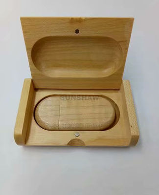 Memoria flash USB de madera ronda popular con caja de madera regalo de bodas - Foto 3