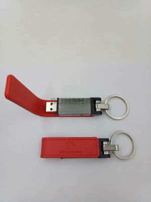 Memoria flash USB pendrive cuero PU negro y rojo como regalos promocionales - Foto 2