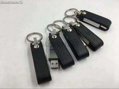 Memoria flash USB pendrive cuero PU negro y rojo como regalos promocionales - Foto 5