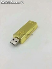 Memoria Flash USB pendrive en forma barra dorada lujoso con botón presionando