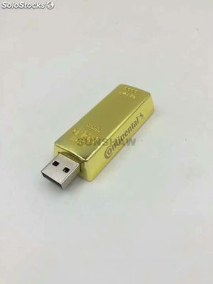 Memoria Flash USB pendrive en forma barra dorada lujoso con botón presionando