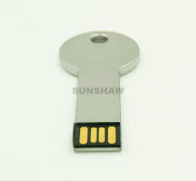 Memoria flash USB pendrive llave de aluminio plateado con personalizado logo - Foto 3