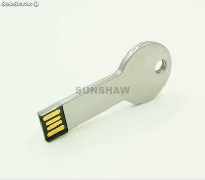 Memoria flash USB pendrive llave de aluminio plateado con personalizado logo