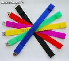 Memoria flash USB pulsera de caucho colorido personalizado con logo