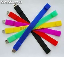 Memoria flash USB pulsera de caucho colorido personalizado con logo