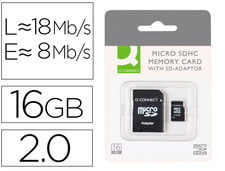 Memoria sd micro q-connect flash 16 GB clase 6 con adaptador