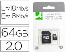 Memoria sd micro q-connect flash 64 GB clase 10 con adaptador