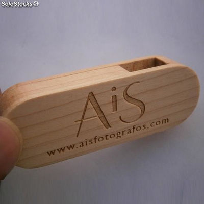 Memoria usb 4gb tapa giratoria en madera con el logo grabado por láser - Foto 2