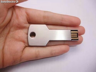 Memoria USB con llave de aluminio plateada por mayoreo