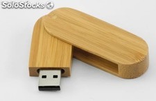 Memoria USB de bambú ecológico con logo grabado por láser gratis modelo 07