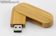 Memoria USB de bambú ecológico con logo grabado por láser gratis modelo 07