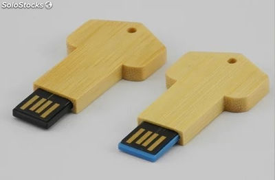 Memoria USB de bambú ecológico con logo grabado por láser gratis modelo 09