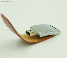 Memoria USB de cuero PU marrón al por mayor