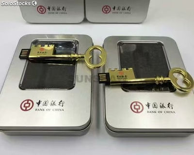 Memoria USB de llave lujoso dorado metálico con alta velocidad y logo impreso - Foto 3