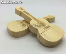 Memoria USB de madera en forma de guitarra única con logo láser evento musical