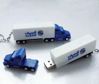 Memoria USB de PVC en forma de 3D camión contenedor hecho a mano para Alsaif