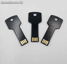 Memoria USB en forma de llave de aluminio negra regalo de promoción por mayoreo