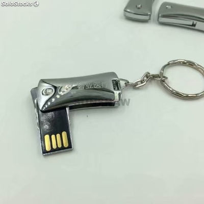 Memoria USB metálico lujoso con llavero y precio de fábrica de China al mayor
