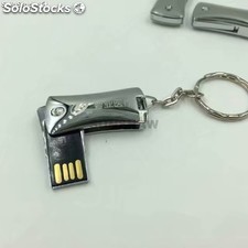 Memoria USB metálico lujoso con llavero y precio de fábrica de China al mayor