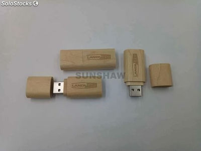 Memoria USB pendrive madera natural logotipo láser y chip de capacidad completa - Foto 2