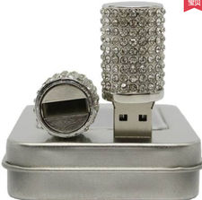 Memorias USB cilíndrico diamantes de imitación USB 32G pendrives personalizados