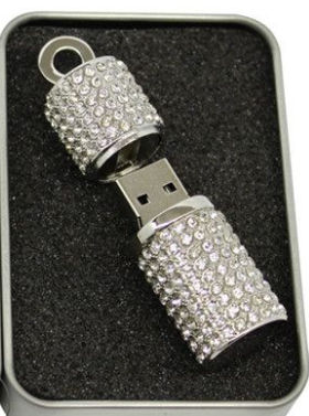 Memorias USB cilíndrico diamantes de imitación USB 32G pendrives personalizados - Foto 2
