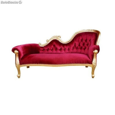 meridienne baroque velours rouge single end - colori: bois doré et velours rouge