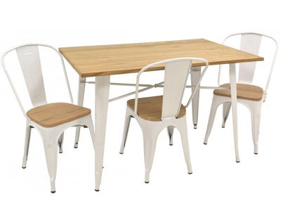 Mesa acero style blanca con madera 120x80 cm - Foto 3