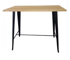 Mesa acero style negra alta con madera 120x60 cm