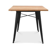 Mesa acero style negra con madera 80x80 cm
