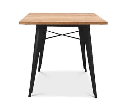 Mesa acero style negra con madera 80x80 cm