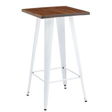 Mesa acero style plus alta con madera 60 x 60 cm - blanca