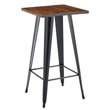 Mesa acero style plus alta con madera 60 x 60 cm - negra