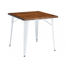 Mesa acero style plus con madera 80 x 80 cm - blanca