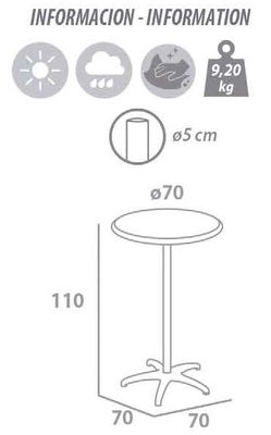 Mesa alta para taburete de 70 cm - Blanca - Foto 4