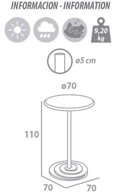 Mesa alta para taburete de 70 cm - Blanca con base circular - Foto 4