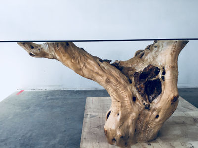 Mesa artesanal original rústica tronco madera olivo - Foto 3