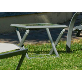Mesa auxiliar de jardín en aluminio con cristal templado modelo Marbella 45