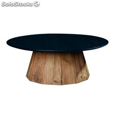 Mesa baixa circular de madeira