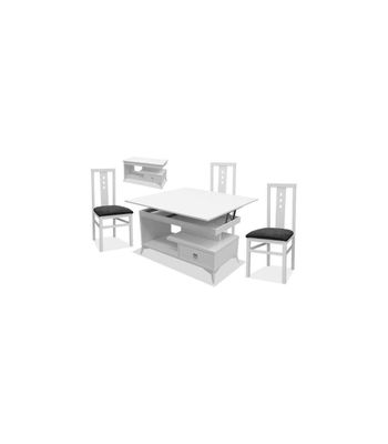 Mesa centro convertible en mesa de comedor acabado blanco, 64cm(alto)