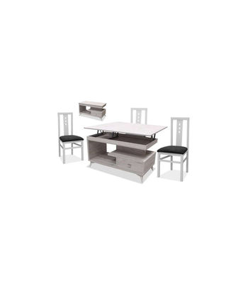 Mesa centro convertible en mesa de comedor acabado blanco artico, 64cm(alto)