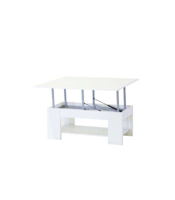 Mesa centro convertible en mesa de comedor modelo MC-227 acabado blanco rallado, - Foto 2