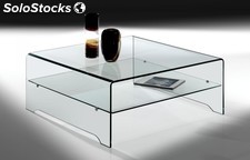 Mesa centro de cristal curvo de una pieza 100x100x40h. FKC3