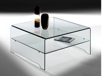 Mesa centro de cristal curvo de una pieza 100x100x40h. FKC3 - Foto 2