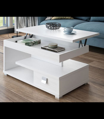 Mesa centro elevable acabado blanco, 51 cm(alto) 110 cm(ancho) 55 cm(largo)