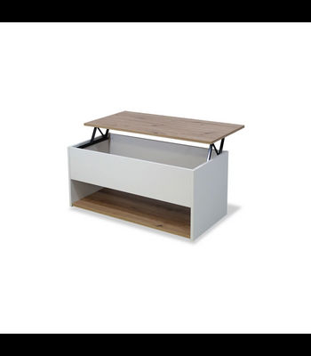 Mesa centro elevable acabado blanco/artisan, 50cm(alto) 108cm(ancho) 50cm(largo) - Foto 2