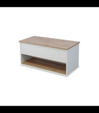 Mesa centro elevable acabado blanco/artisan, 50cm(alto) 108cm(ancho) 50cm(largo)